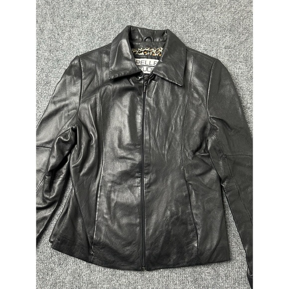 Womens Pelle Studio Wilsons Black Leather Zip Jacket Leopard Lined, Size S - Picture 3 of 10